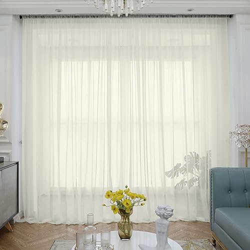 ABCHOME Cortinas traslúcidas en pulgadas de largo, cortinas traslúcidas para ventana, 2 paneles, cortinas traslúcidas de tamaño 63, 72, 95, 108, 145 ABCHOME Cortinas traslúcidas en pulgadas de largo, cortinas traslúcidas para ventana, 2 paneles, cortinas traslúcidas de tamaño 63, 72, 95, 108, 145