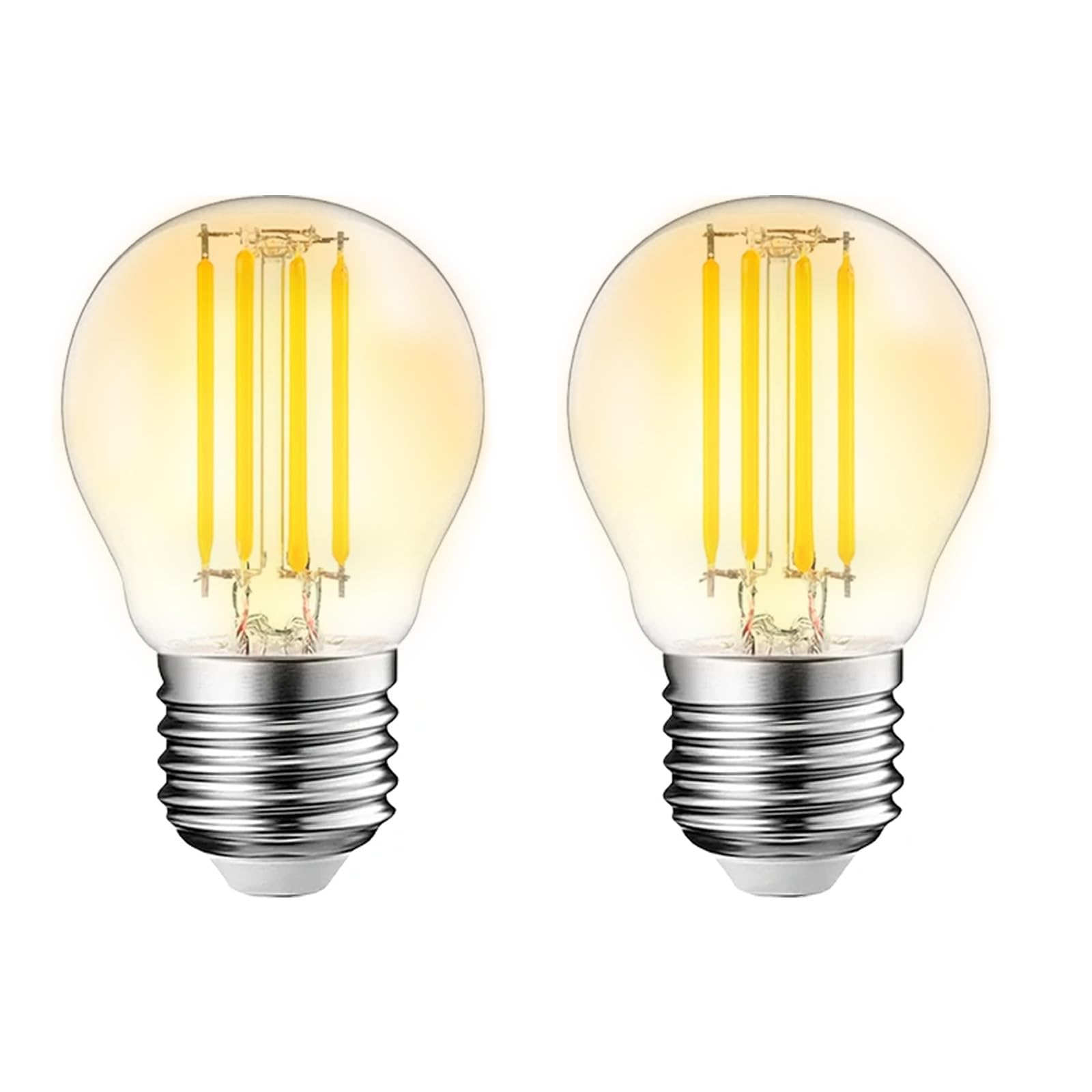 2 Pack E27 G45 LED Candle Bulb, 2700K 4W E27 LED Light Bulb Warm White Amber 230V, 330LM, SES Candle LED Filament Bulb for Chandeliers, Vintage Edison Candle Light Bulb for Wall Lamp (4 Watts)
