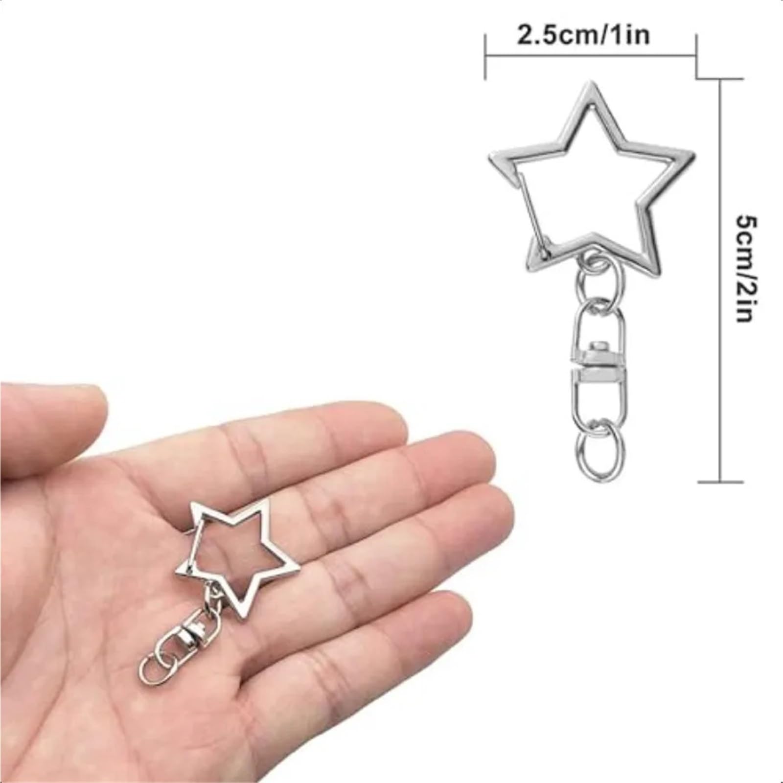 Llaveros de estrella para mujer, 60 unidades, con forma de estrella, con cierre giratorio, gancho con hebilla para colgar