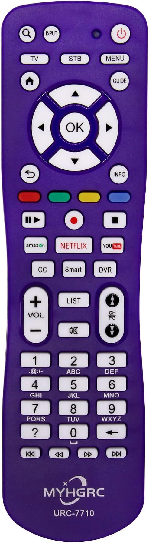 MYHGRC Universal Remote Control for Samsung LG Sharp PANSONIC JVC Toshiba Philips SANYO HITACHI TCL KNOKA and More- Simple Set-up Universal TV Remote(Purple)