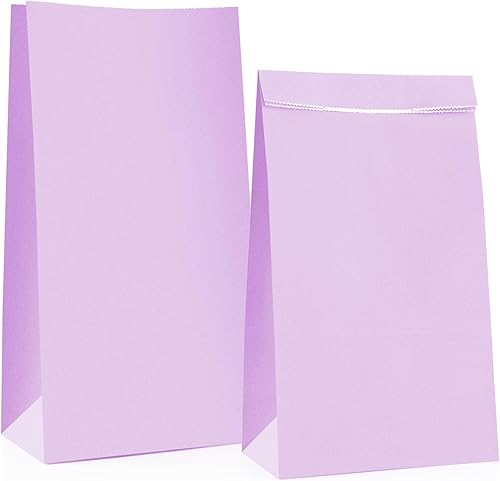 Oletx Paquete de 30 bolsas de papel moradas para recuerdos de fiesta, bolsas de golosinas envueltas de 9 pulgadas, bolsas de golosinas, bolsas de