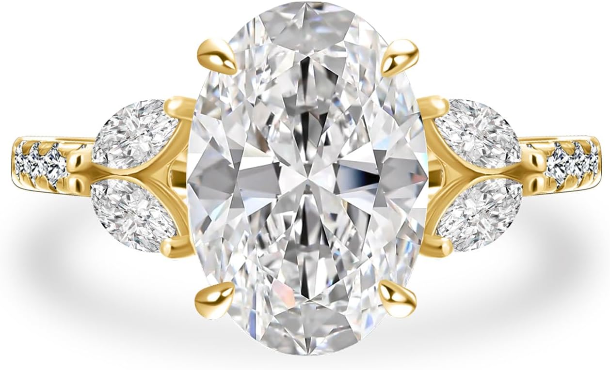 3.5 Carat Oval Cut Engagement Ring for Women, S925 Silver 5A Cubic Zirconia Ring for Women, Vintage-Inspired Design