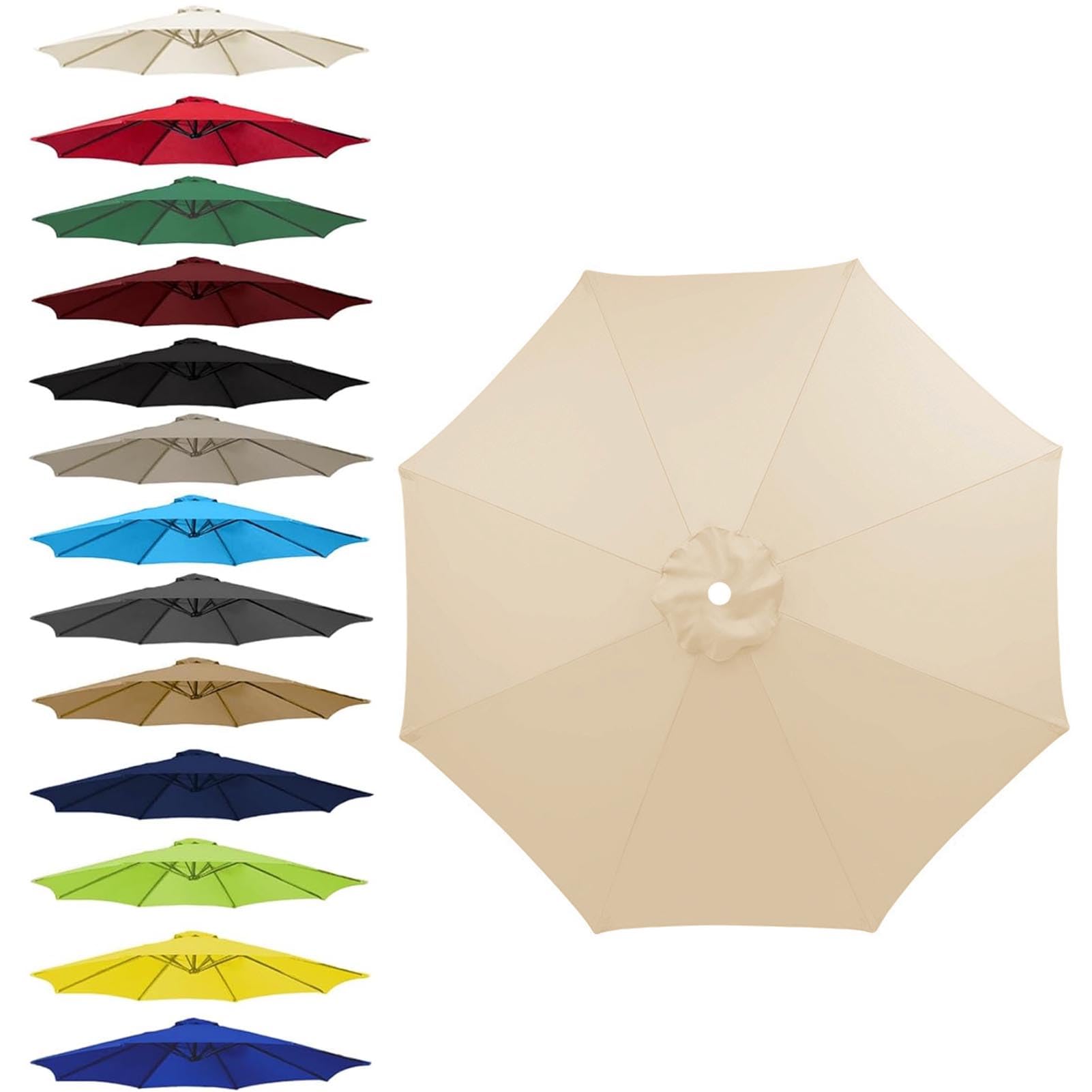 Telo ricambio ombrelloni UV50+ 3.3M /8 Stecche,3.0M /8 Stecche, 3.5M /8 Stecche, 4.0M /8 Stecche, Copertura per Ombrellone Tela Di Ricambio Baldacchino (Beige,3.5m/11.5ft-8 ribs)