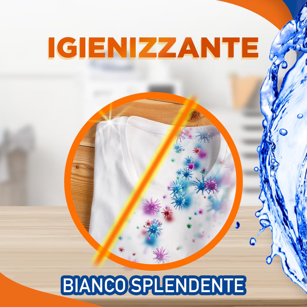 Sole Detersivo Lavatrice Bianco splendente 183 Lavaggi, Formula igienizzante, Detersivo Lavatrice Liquido Bianco Splendente, rimuove le macchie a basse temperature