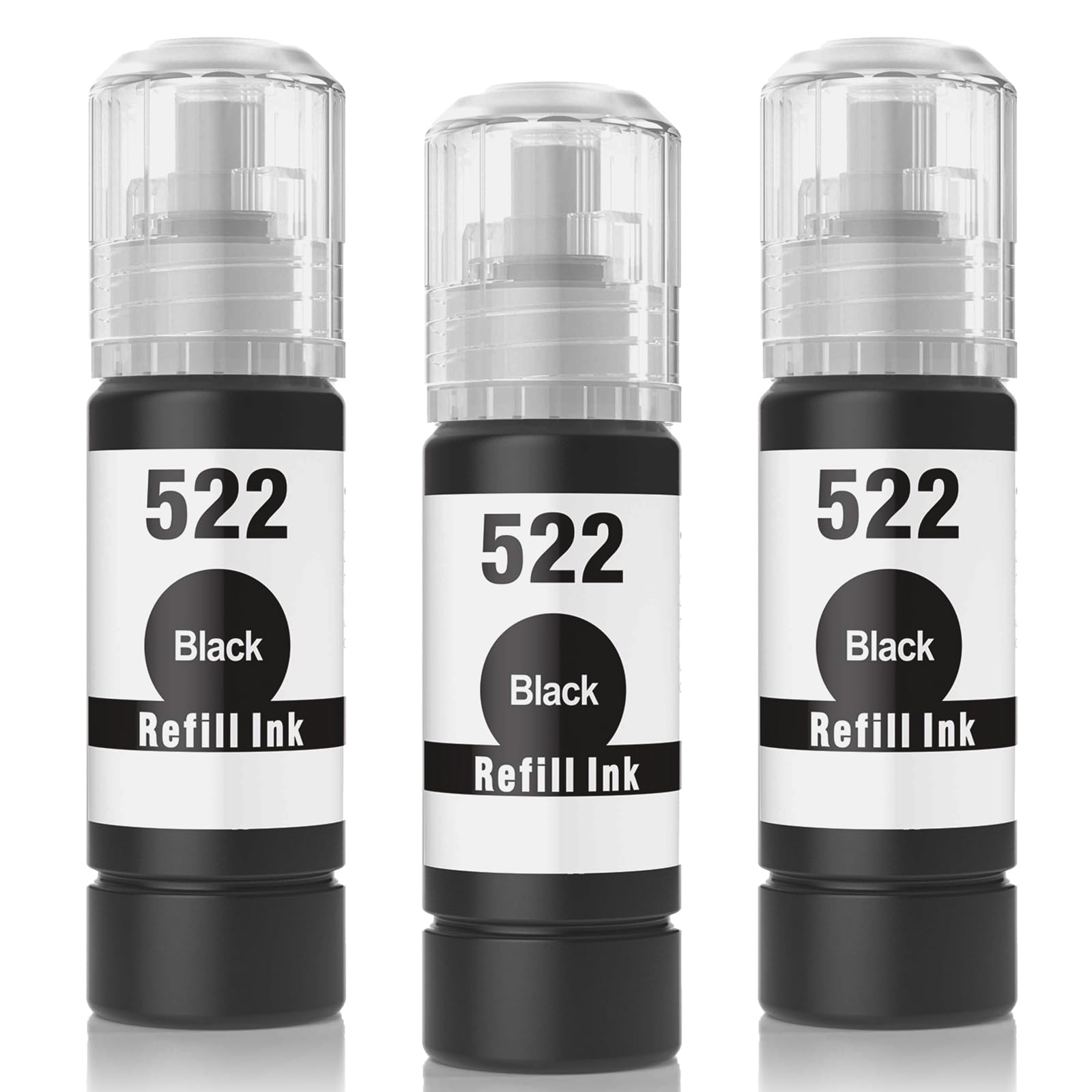 Starink Compatible T522 522 Black Ink Refill Bottles Replacement for 522 Black Ink for Ecotank ET-2800 ET-2803 ET-2720 ET-4800 ET-2400 ET-4700 ET-4810 ET-2840 Printer (3-Pack,522 Ink Refill Bottles)