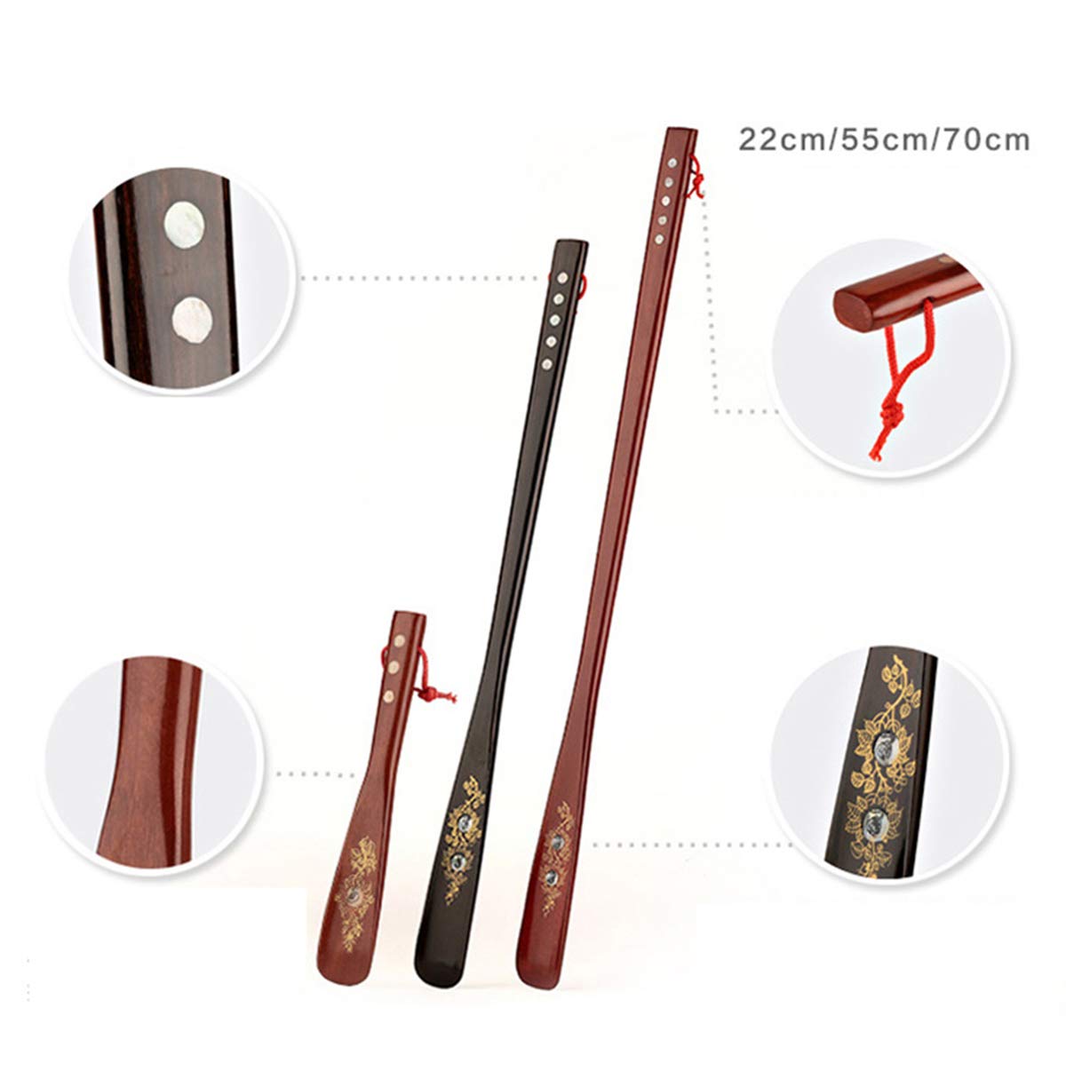 Drewniana łyżka do butów z długą rączką(Dark Red 75cm)