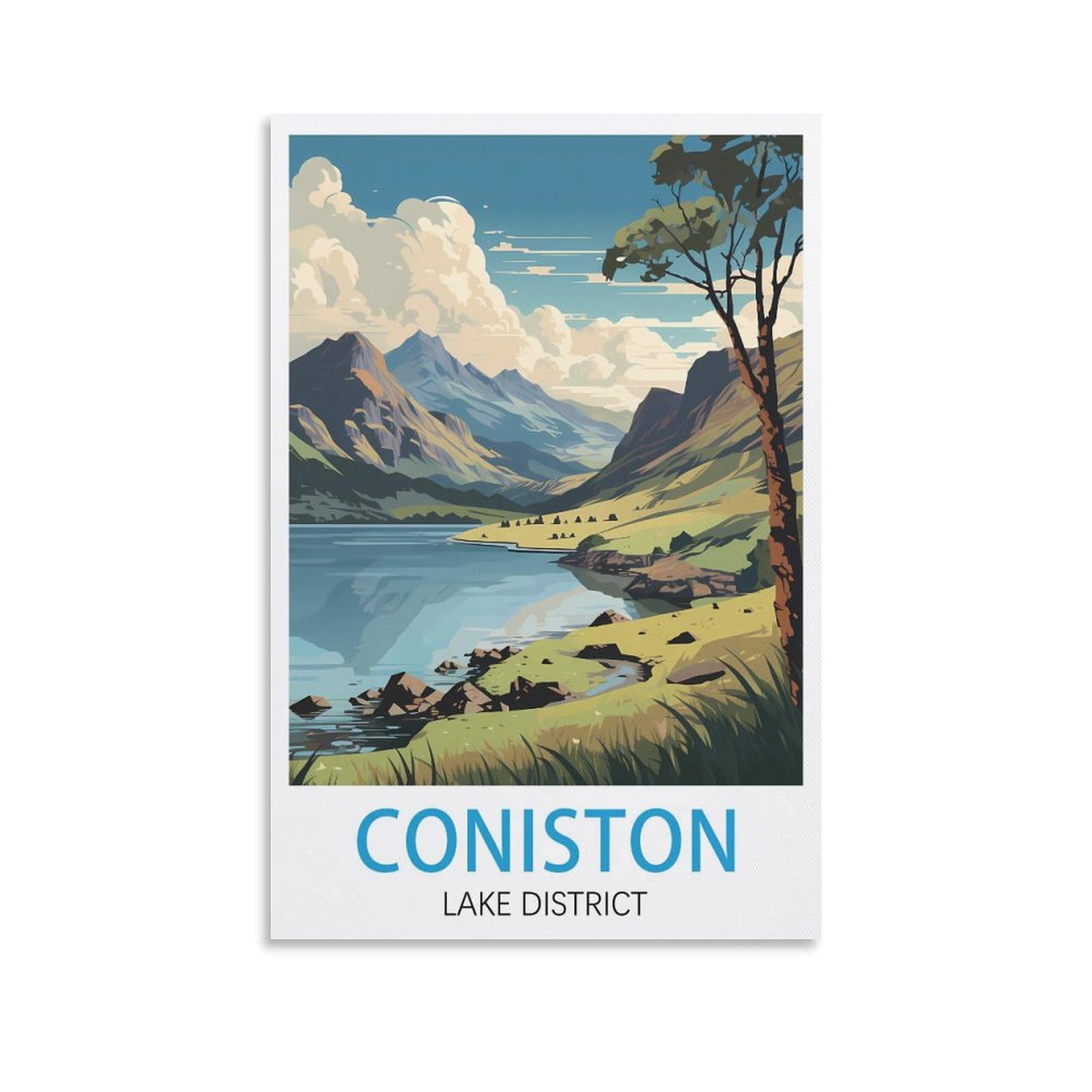 Metal Tin Sign Coniston Lake District Metal Wall Art Bar Sign for Kitchen Pubs Coffee Metal Wall Decoration 15x30cm