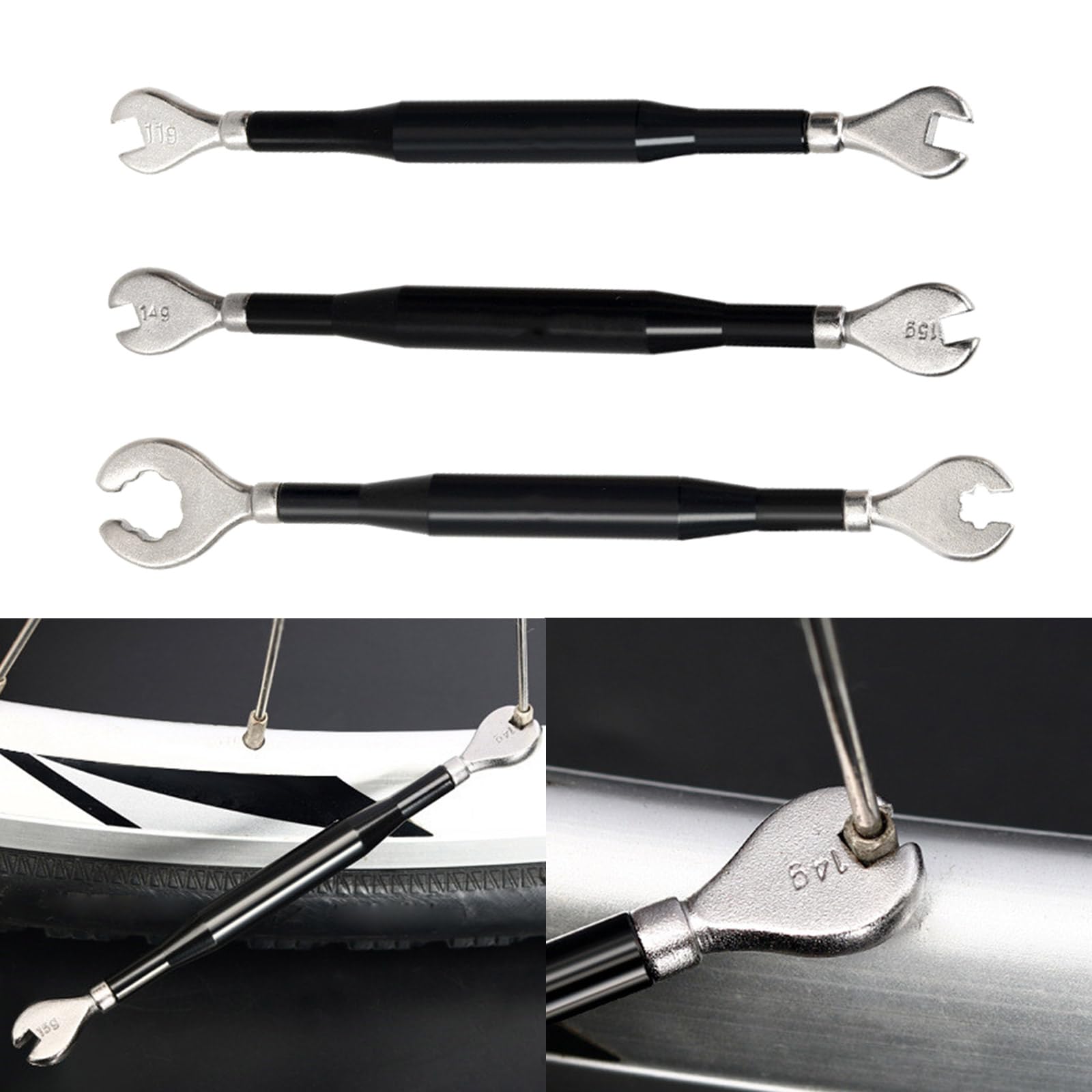 Shurhome Portable Bicycles Spoke Wrench Adjustment Correction Installation Spoke Tool Bike Rim Correct Tool Bicycles Spoke Tool