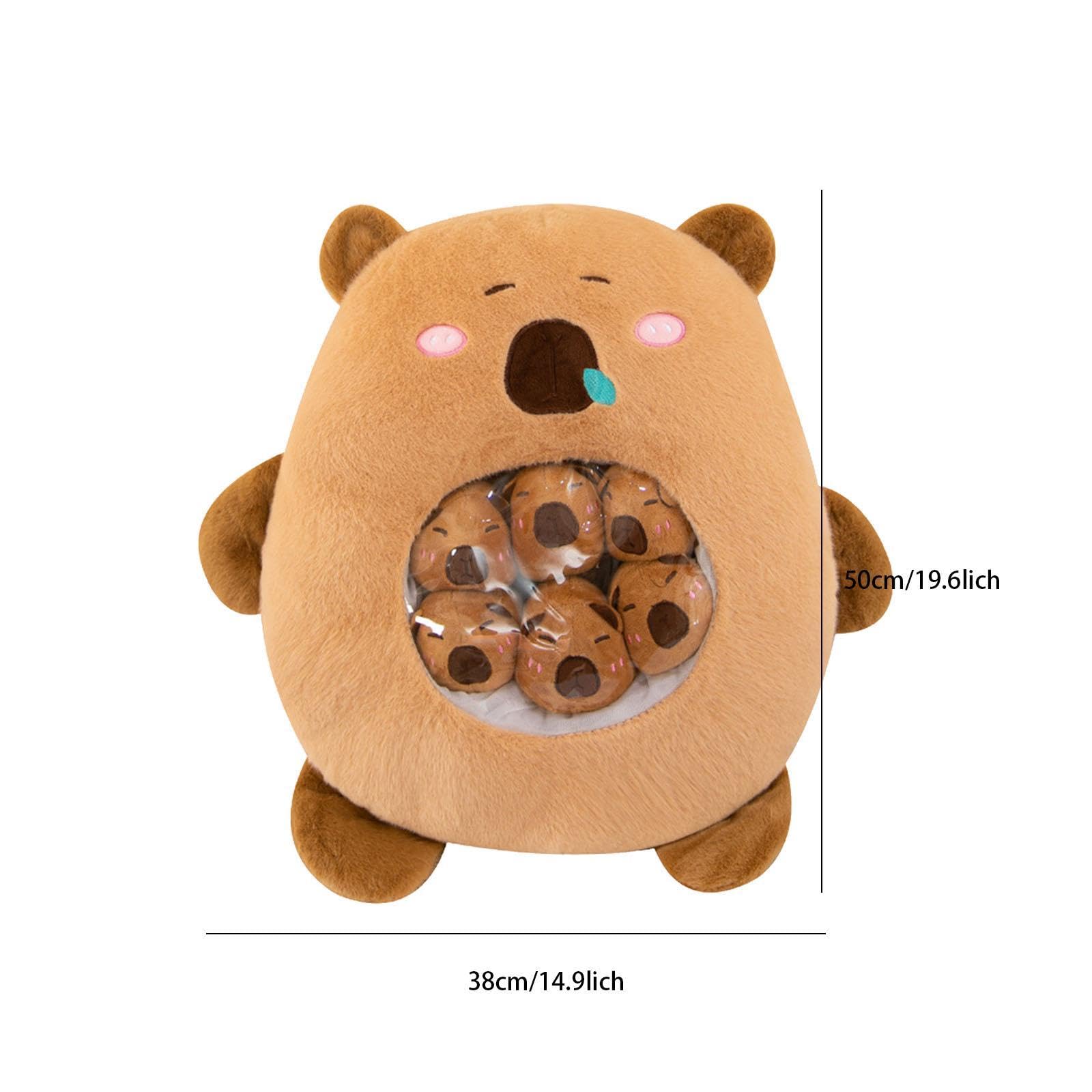 Capybara Plüschtier, Abnehmbare Tierpuppe, Cartoon Raumdekor, mit Kleiner Puppe, Plüsch Capybara Puppe für Jungen Und Mädchen, braun