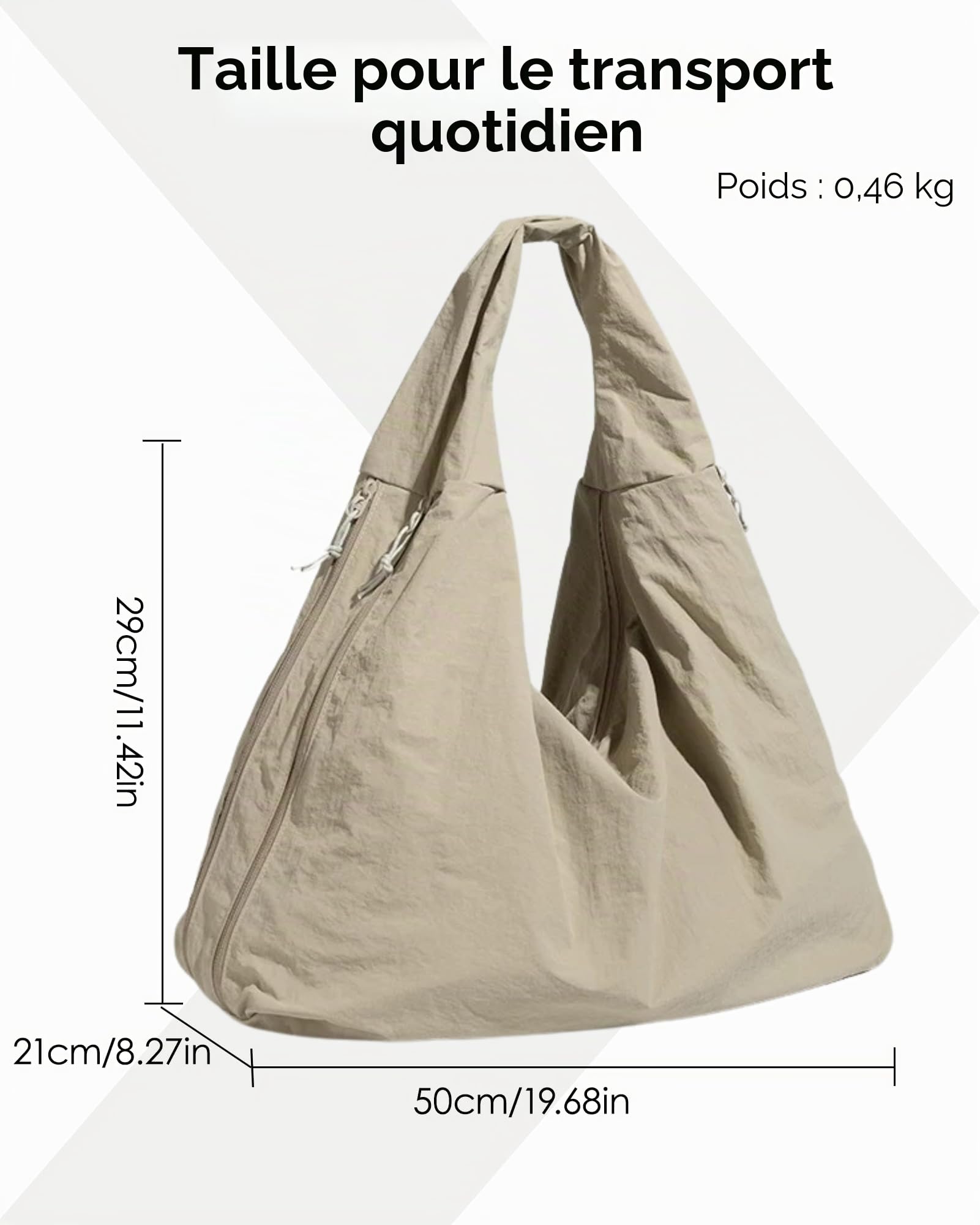 Micmores Sac Fourre-Tout Femme en Nylon Souple - Grand Sac à Bandoulière Drapé - Sac à Main Sous l'Aisselle Style Tote Bag Unisexe Élégant