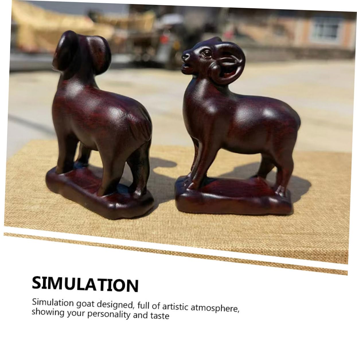 Toddmomy 2 Stück Holzziegenstatue als Wohndekoration und Schreibtisch Ziegenverzierung für Büro und Schlafzimmer mit Künstlerischer Atmosphäre und Dekorativem Ziegen Tierornament