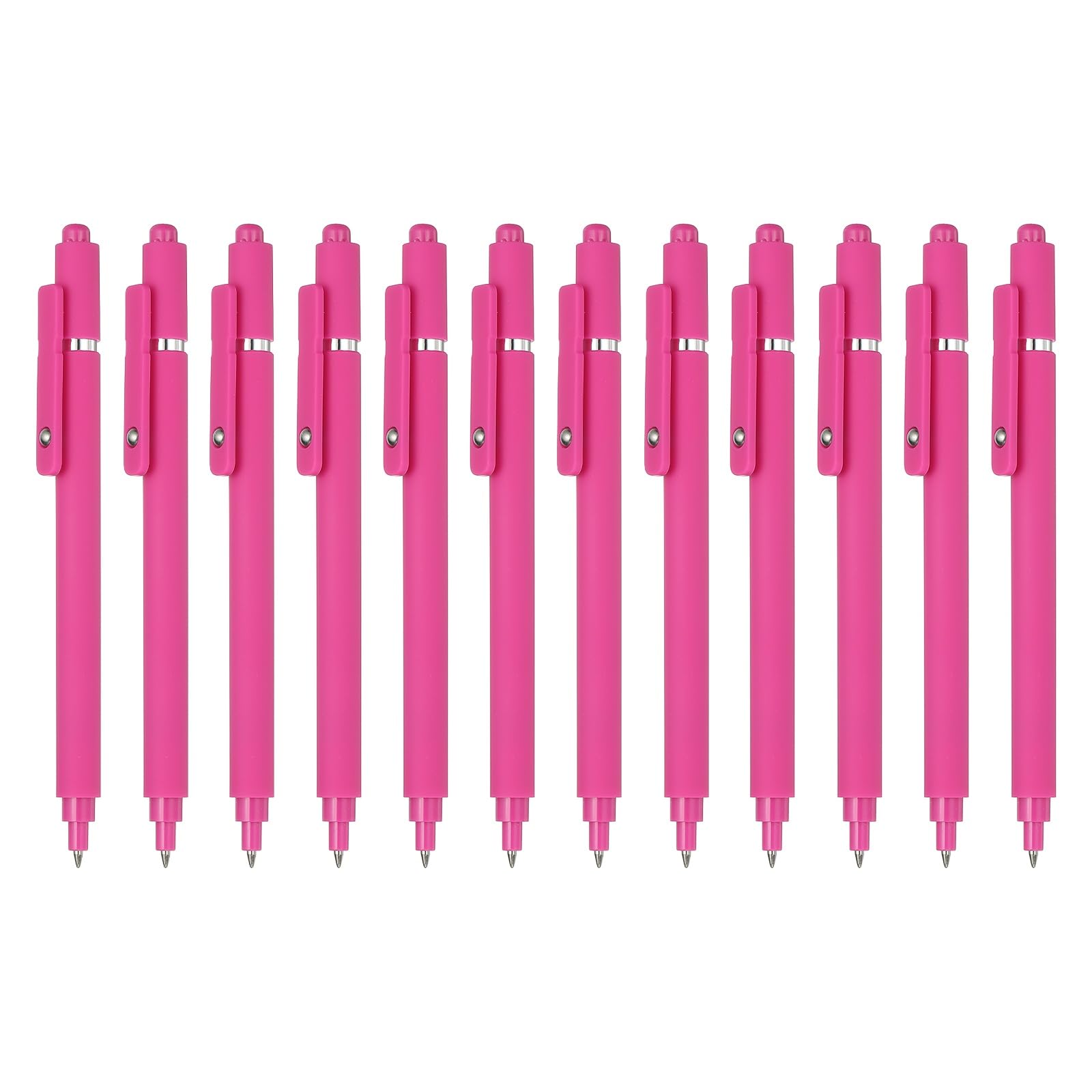 PATIKIL 12 Pcs Retractable Gel Pens, 0.5mm Black Ink Fine Point Smooth Writing Cute Aesthetic Pen Quick Dry for Office Home Journaling Note Taking Supplies, Rose Red