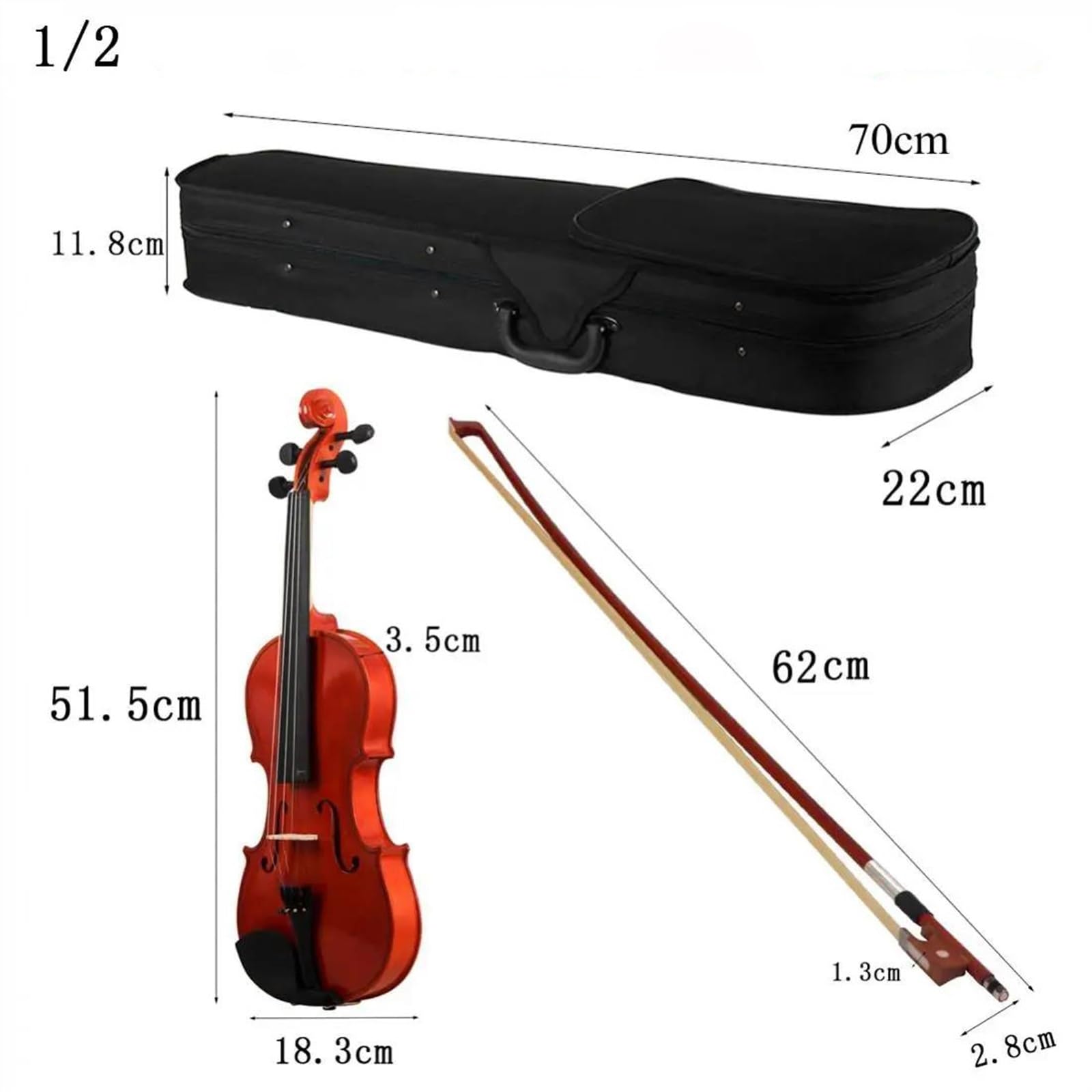 Geige 4/4 3/4 1/2 Akustikvioline Geige Linde Mit Koffer Und Bogen Saiteninstrumente(1-2)