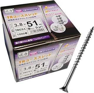 ノグチ TRコーススレッド 半タイプ 3.8×51 鉄製 1000本入り 《匠力》 TRC51H