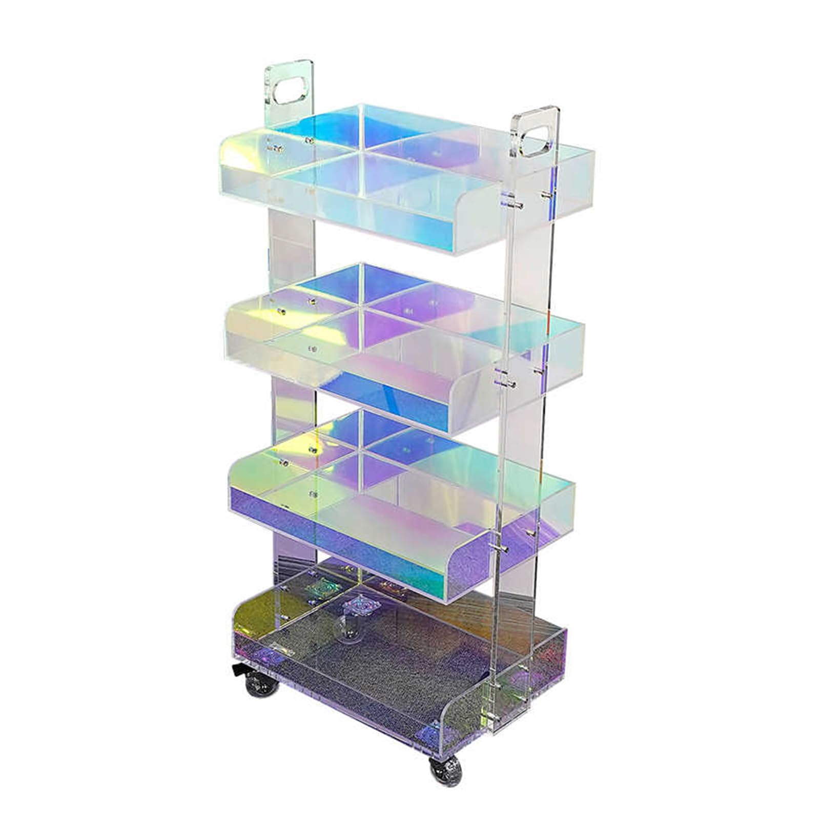 GRIPITHPY 4-Tier Acrylic Storage Rolling Cart with Wheels, Organization Mobile Shelving, Colorful Rolling Utility Cart for Office, Kitchen, Kids Room,