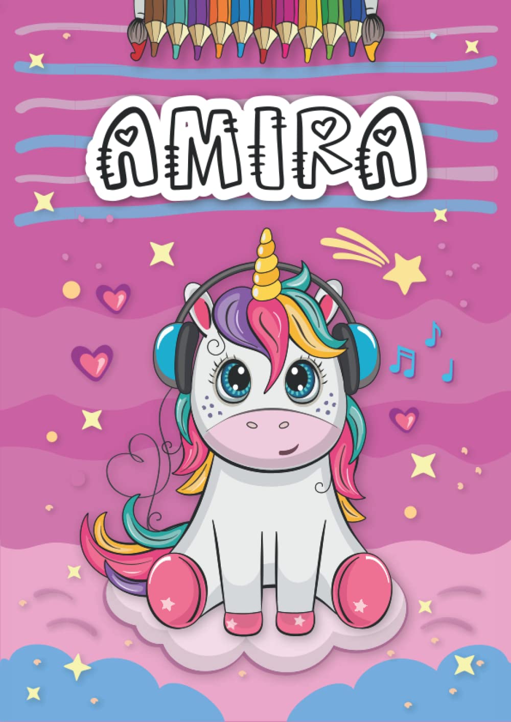 Independently published Amira: Livre de coloriage personnalisé pour Amira | Licorne | Cadeau d'anniversaire pour fille ... | 4 à 8 ans | 25 motifs de licorne avec le prénom Amira, Grand format A4 (21 x 29.7 cm)