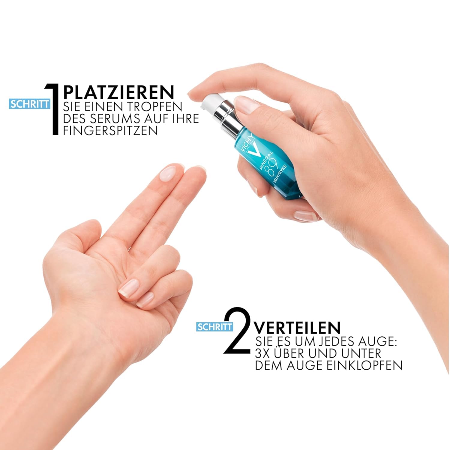 VICHY Augenpflege Hyaluron-Boost mit Sofort-Effekt, Feuchtigkeitsspendend und aufpolsternd, Mildert Augenringe, Mit purem Koffein und 89% Thermalwasser, Minéral 89, 15 ml