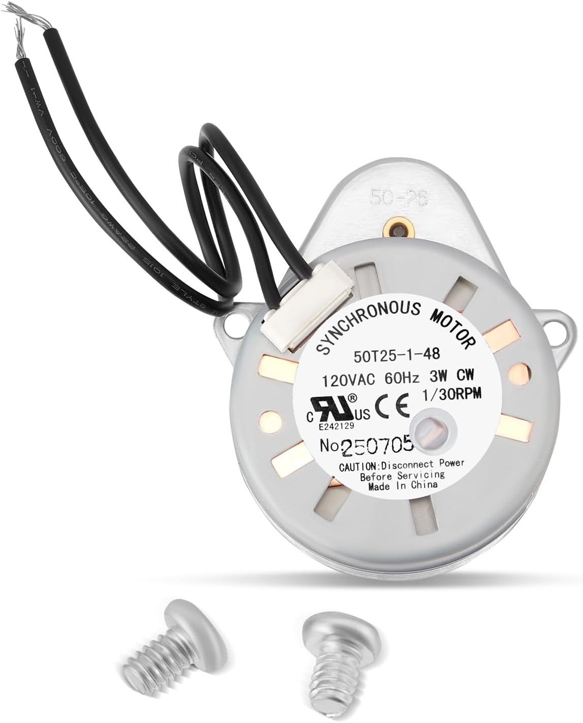 18743 Timer Motor Replacement Compatible with Fleck 5600 2500 2510 2750 3200 9000 9100 9500 Control Valve with 11384 Mounting Screw, 120V 60Hz 3W Time Motor Replace 18743-1, 13400, 13944