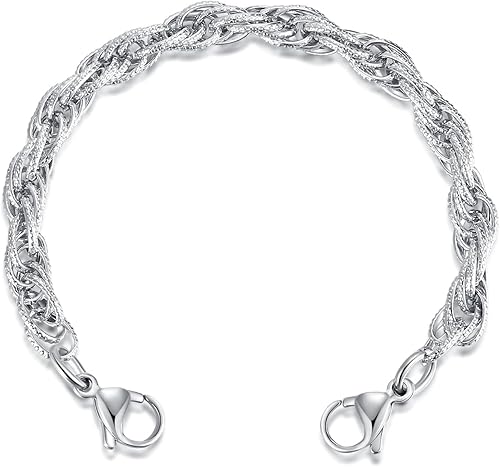 Miniatura 9 de LinnaLove Cadena intercambiable de acero inoxidable para pulseras de alerta médica para mujeres y hombres