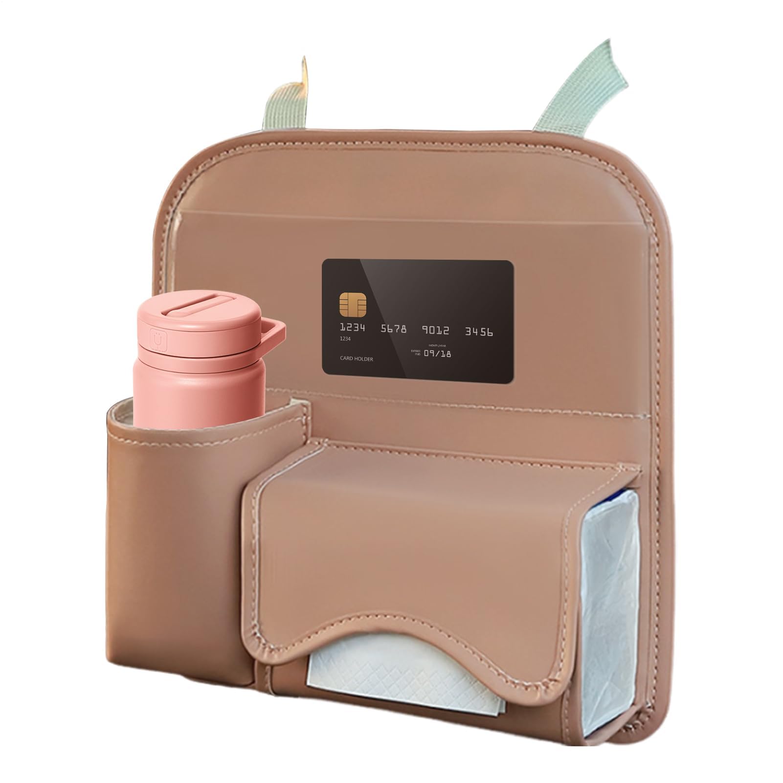 Organizer per sedile posteriore, borsa in pelle con porta fazzoletti, organizer e portaoggetti per sedile posteriore, per SUV, camper, berlina, furgoni, interni di veicoli, viaggi su strada, viaggi