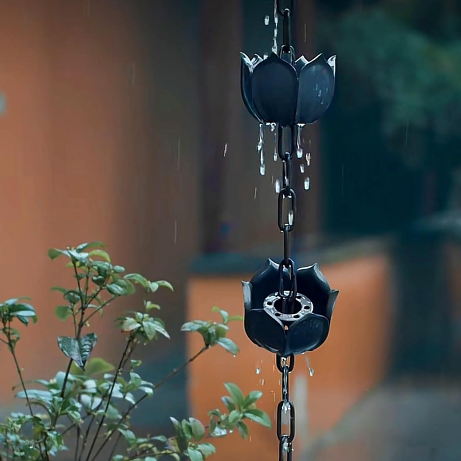 Rain Chains Rain Catcher Chain for Outdoor Gutters Drainage, Petals Shape Rain Guide Chains(260cm/8.5ft)