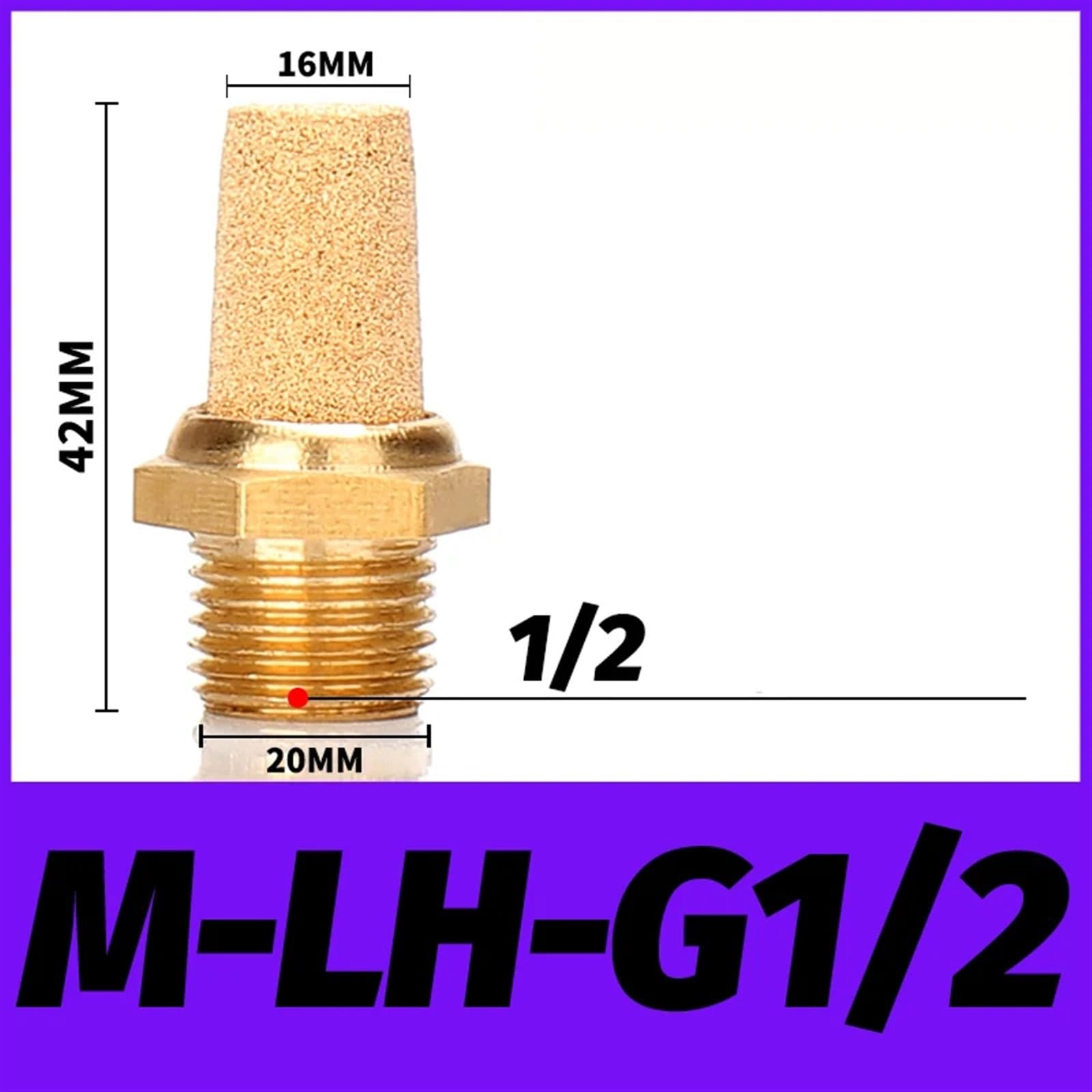 10 PC/lot silencieux d'échappement pneumatique en laiton M-LH M5 1/8 "1/4" 3/8 "1/2" silencieux raccord filtre à bruit réducteur connecteur cuivre (Size : M-LH-G4)