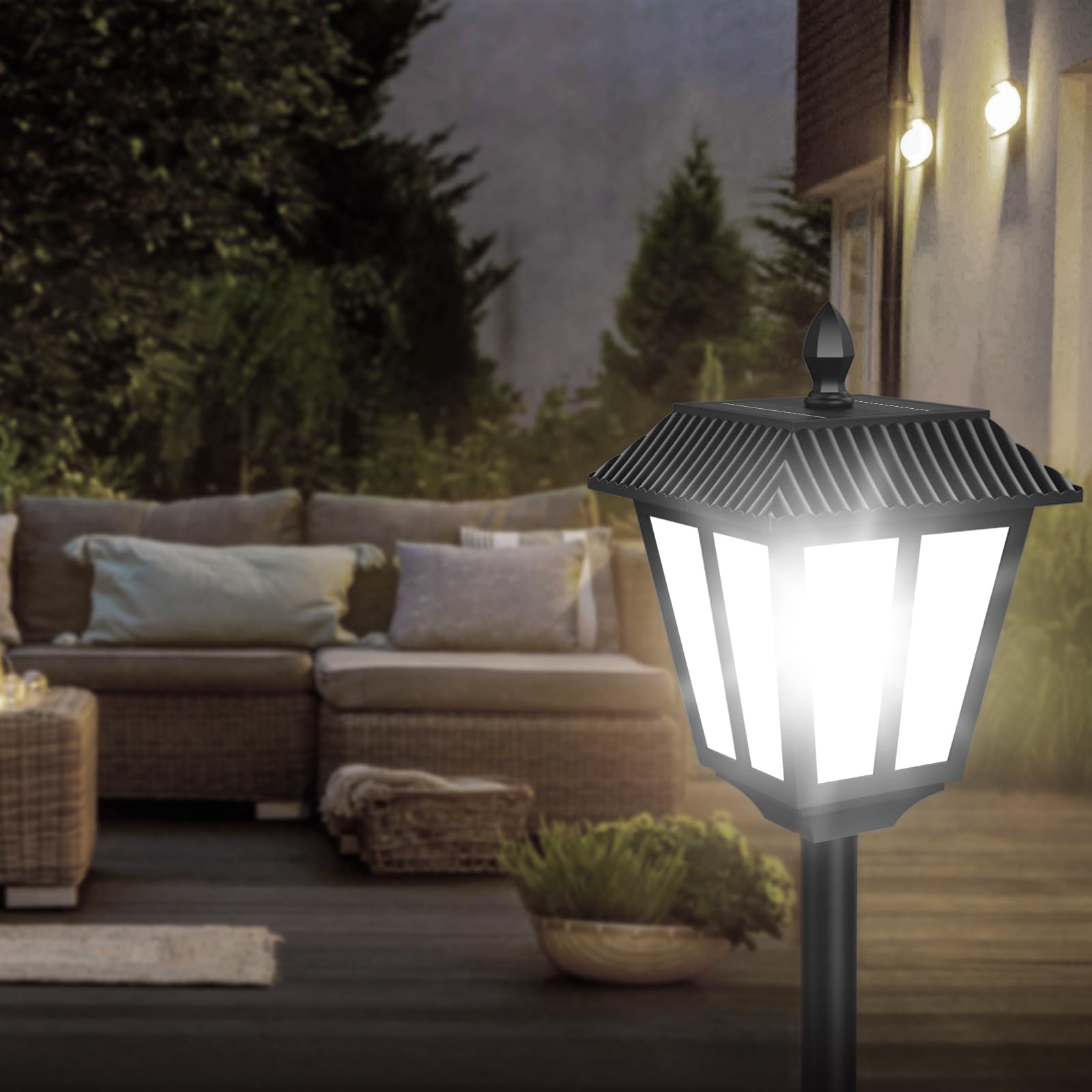 Lámpara Solar LED de Exterior 180 cm con Estaca Farol Solar de Jardín Impermeable, Lámpara Solar de Pie para Senderos Terraza Balcón Luz Blanca (1 Pieza)