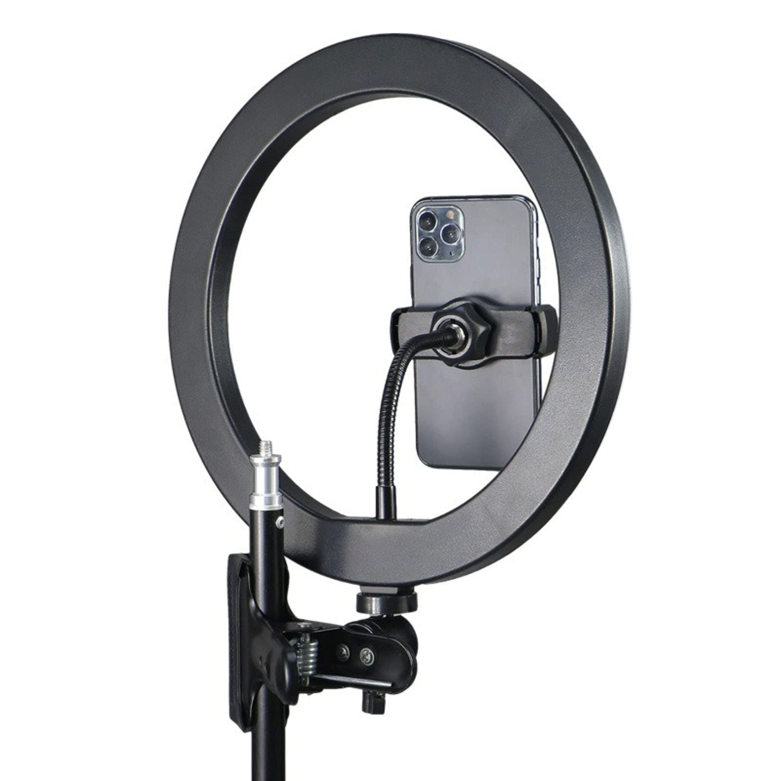 Anello luminoso per selfie da 10 pollici, con morsetto e supporto per telefono, set di illuminazione per videoconferenze USB per scrivania, computer, computer portatile/monitor/trucco/YouTube