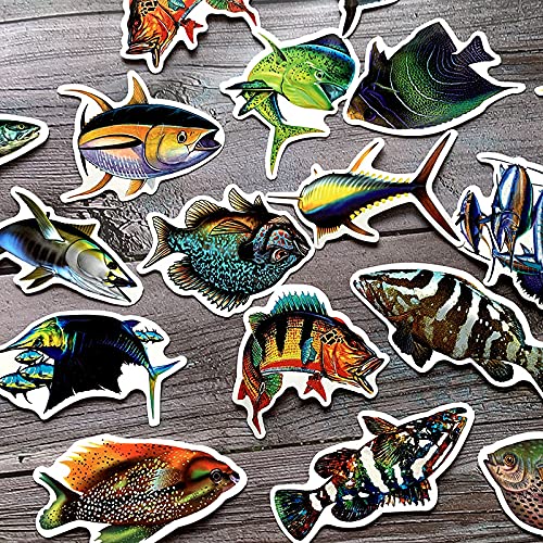 TTKLXJR 50pcs Dessin animé Poisson Stickers de pêche de pêche pour Valise Skateboard Ordinateur Portable Bagages réfrigérateur téléphone Voiture Style Bricolage Autocollant (Color : 1)