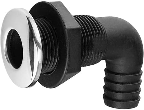 Boat 1-1/8 Black Trim Cover 90 Degrees Hose Pipe Elbow Bilge Pump Drain Thru Hull Fitting