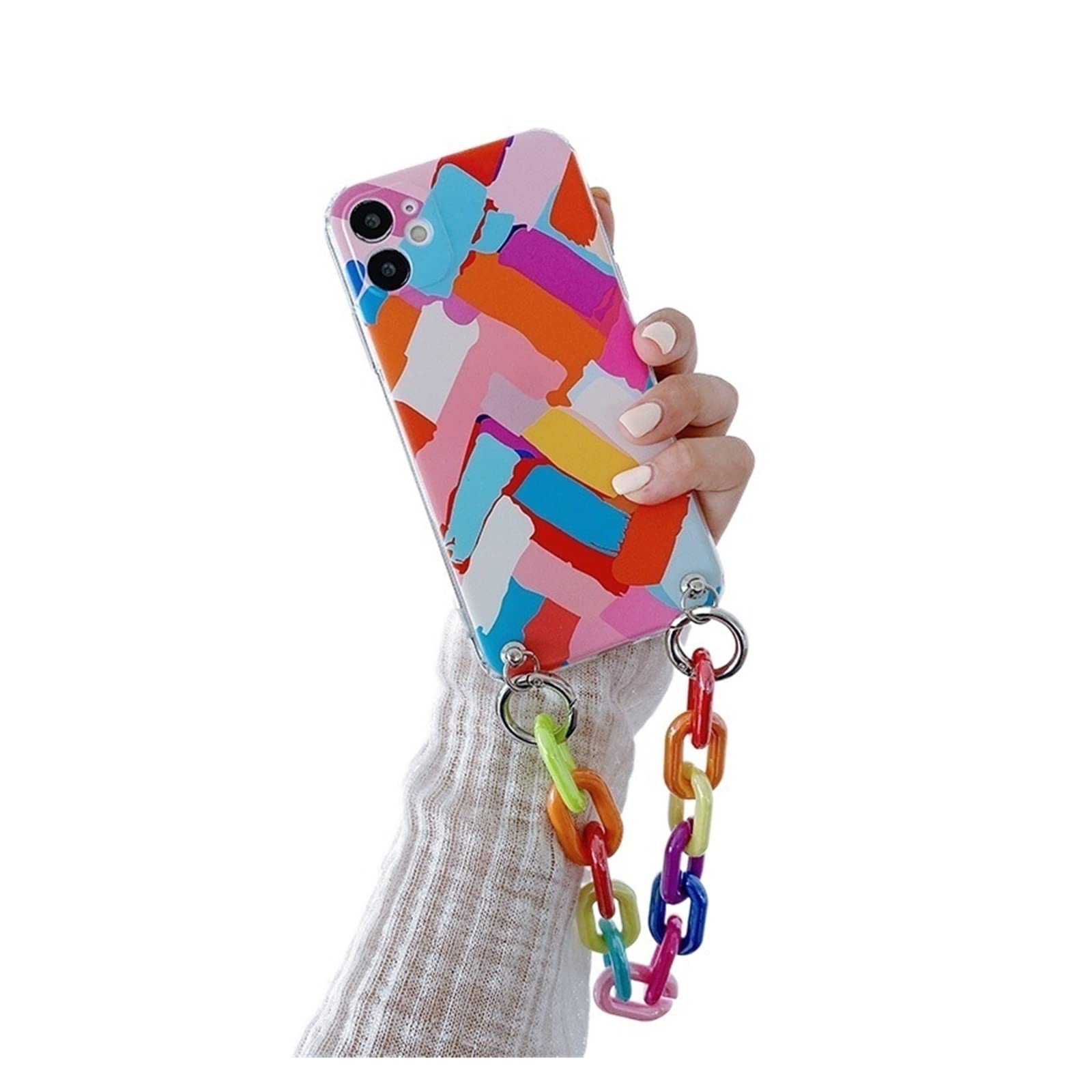 Coque iPhone 12 Pro chaîne graffiti colorée bracelet souple
