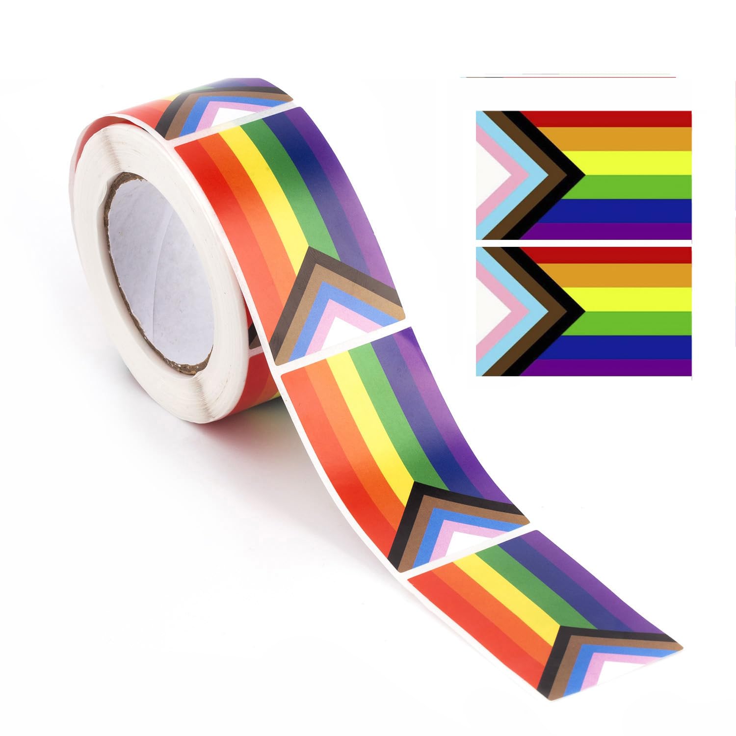 250pcs a Roll Progress Heart Stickers for LGBTQ Pride Parades and Events Rainbow Flag Heart Shaped Stickers on a Roll 30 * 20mm/1.2 * 0.8 inch