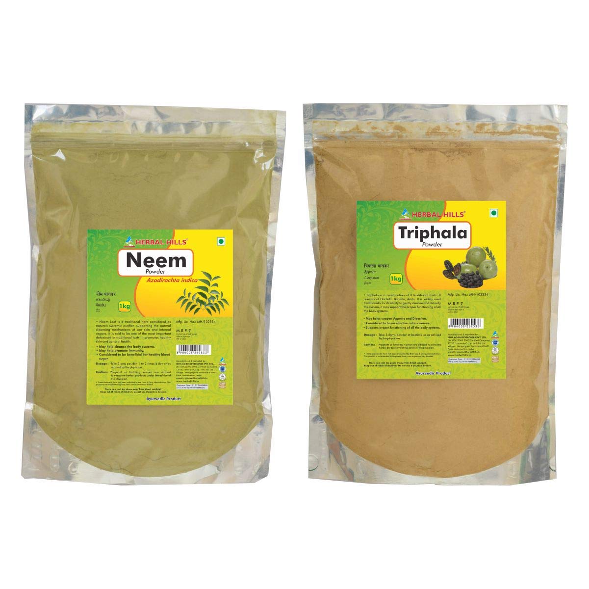 Buy Herbal Hills Neem and Triphala Powder 1 Kg each Natural Blood