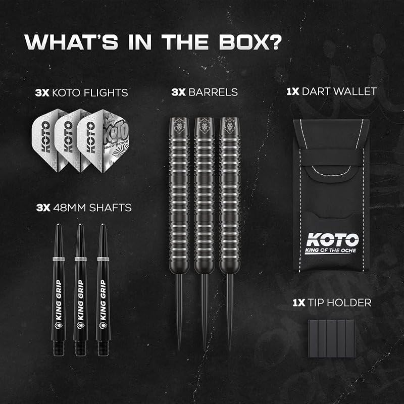 KOTO Kight Darts 80% Volfrám Fekete-Ezüst 3 Hegyű Szett
