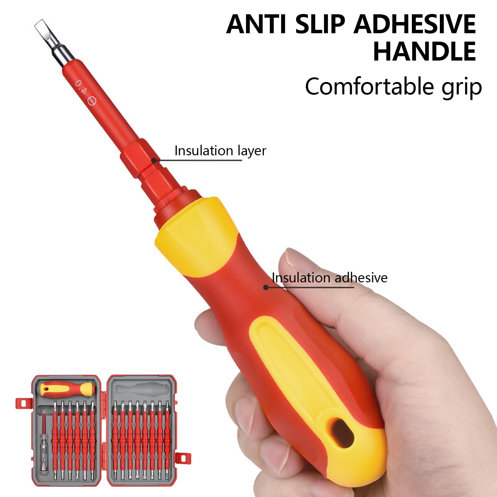 Kit cacciaviti isolati multifunzionali, utensile manuale con punta magnetica da 29 per elettricisti, kit strumenti per elettricisti con protezioni tensione