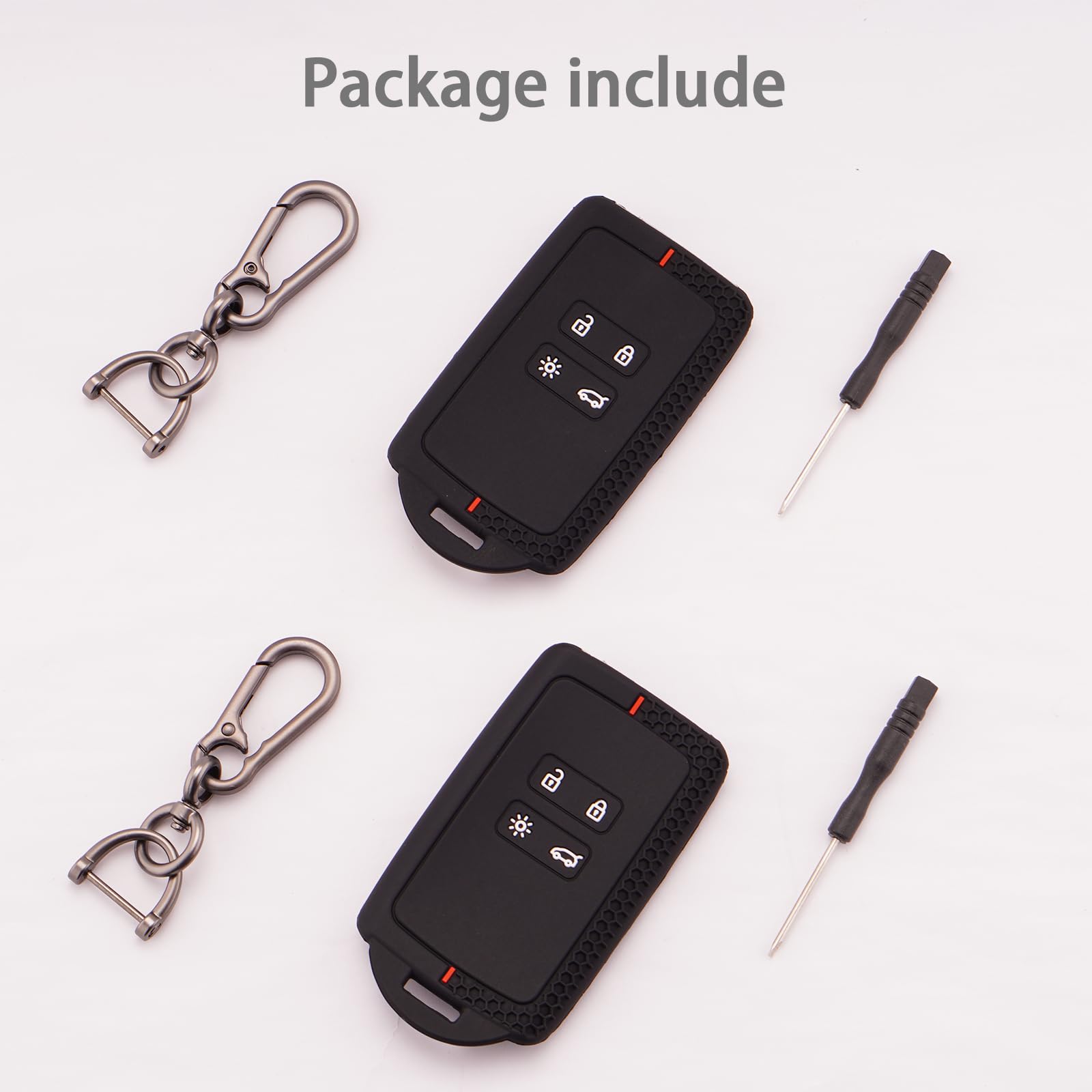 Lot de 2 Coques Clé Voiture Compatible avec Re-Nault Clio, Megane, Captur, Kadjar, Kangoo, Talisman, Koleos, Espace, Zoe, Dacia Duster, Etui Carte Renault, Silicone TPU Bleu et Rouge, 4 Boutons