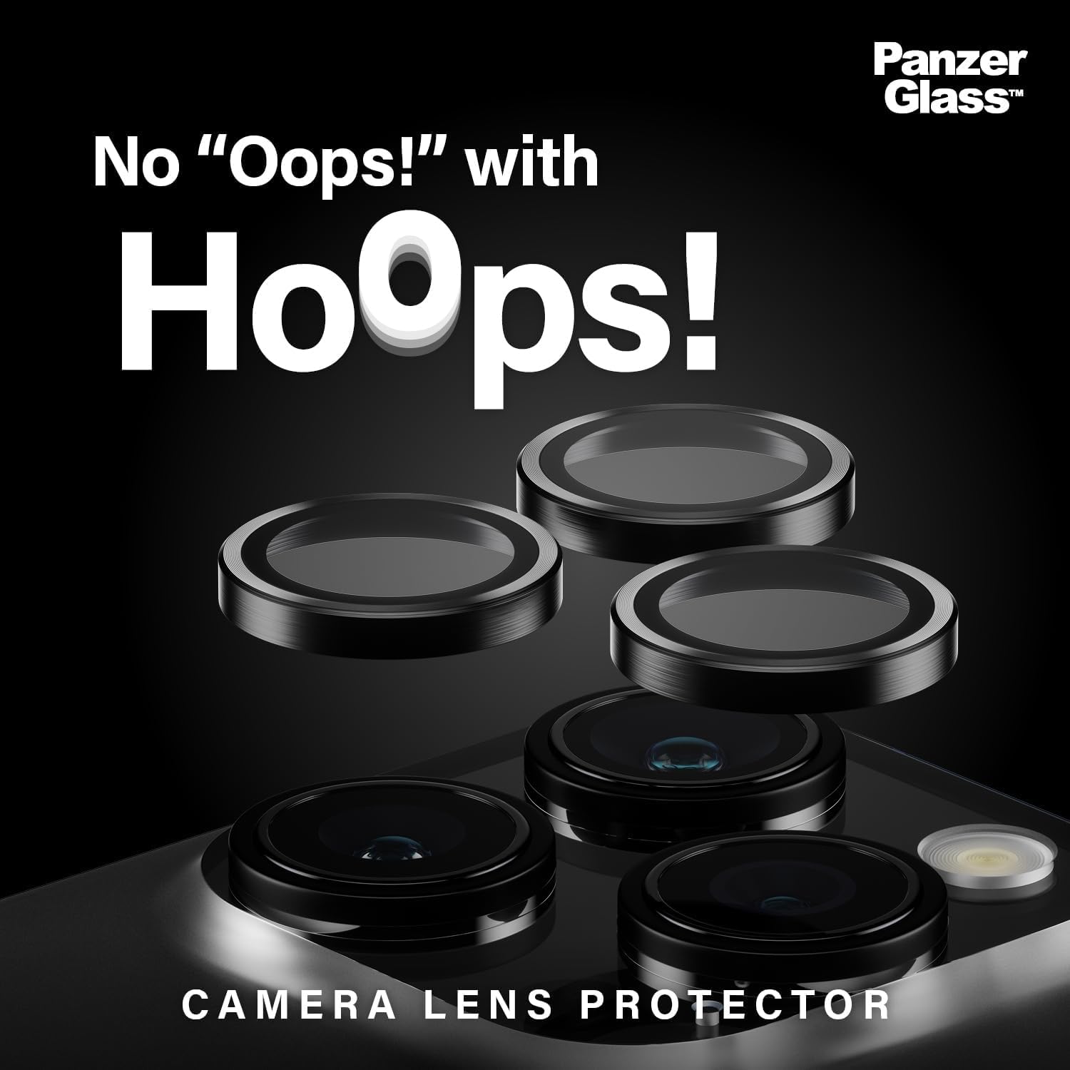 PanzerGlass™ Hoops Protettore per l'obiettivo della fotocamera per Apple iPhone 15 Pro | 15 Pro Max - Protezione con Stile, vetro resistente agli urti