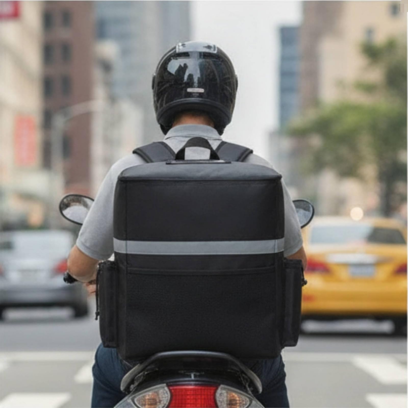 Mochila de Reparto Térmica Bolsa Isotérmica Mochila de Comida Mochila de Entrega con Interior Térmico y Estructura Antidesplazamiento Oxford con Banda