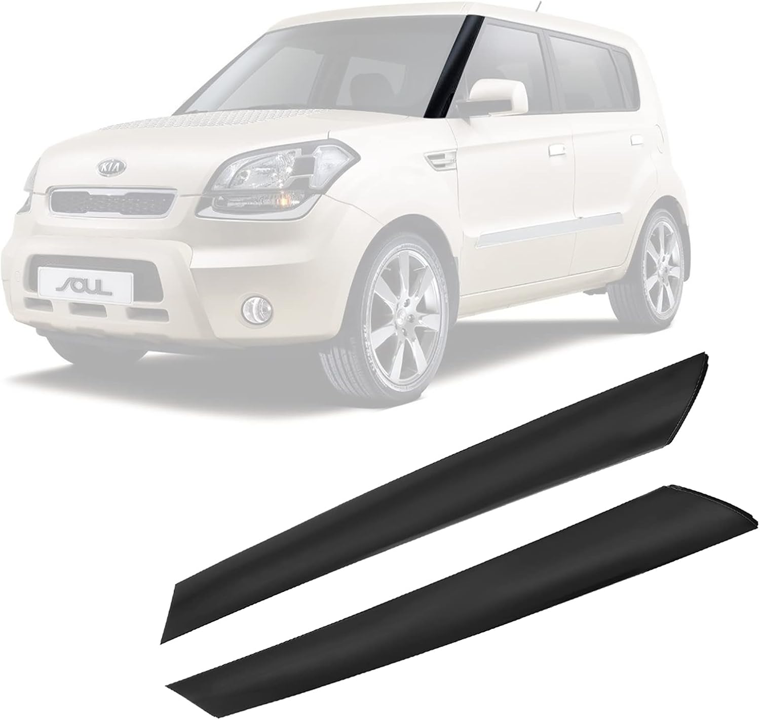 Windshield A-Pillar Trim Molding Set, Compatible with Kia Soul 2010 2011 2012 2013, Front Outer Right Passenger & Left Driver 861702K500 861802K500 86180-2K500 86170-2K500 Window Outside Accessories