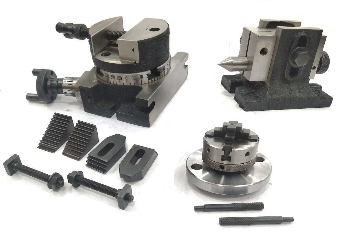 Table de fraisage rotative 80mm étau rond mandrin 4 mâchoires et kit M6