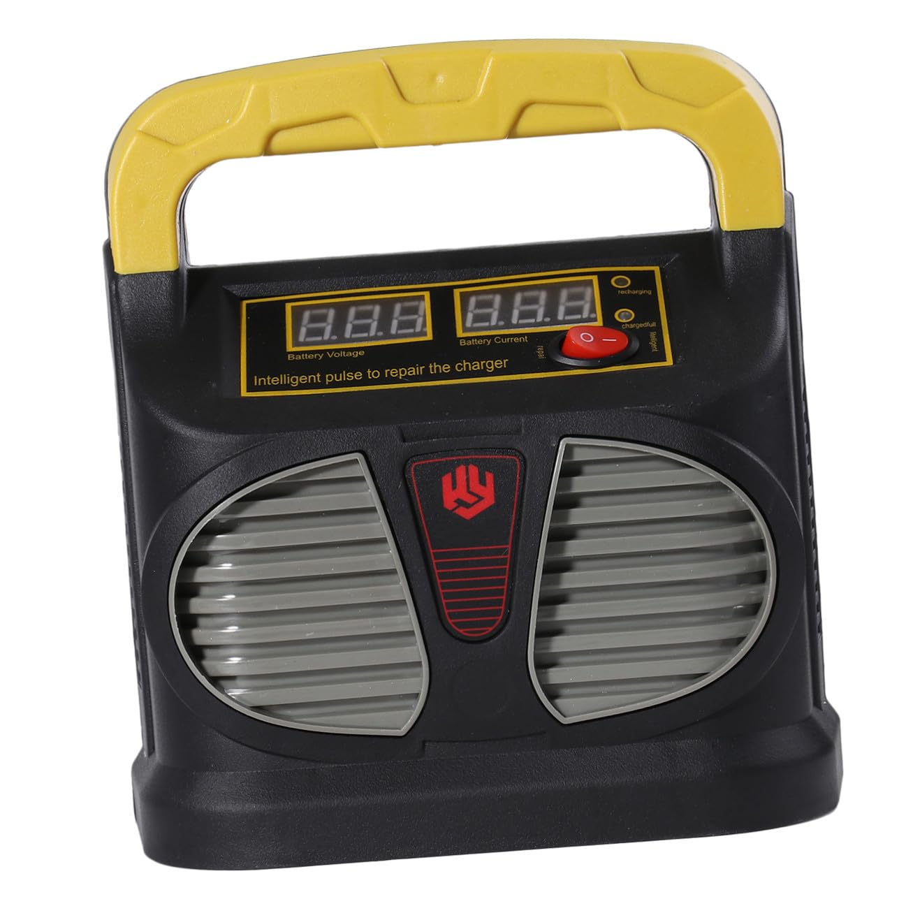 LABRIMP Caricabatteria Intelligente 12v 24v per Batteria Veicoli a Due Ruote e Auto, Design Portatile con Display Lcd, di Uscita 15a, Compatibile con Capacità 6-200ah