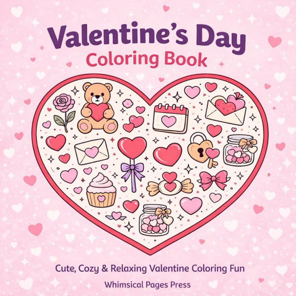 Valentine’s Day Coloring Book: Cute, Cozy & Relaxing Valentine Coloring Fun