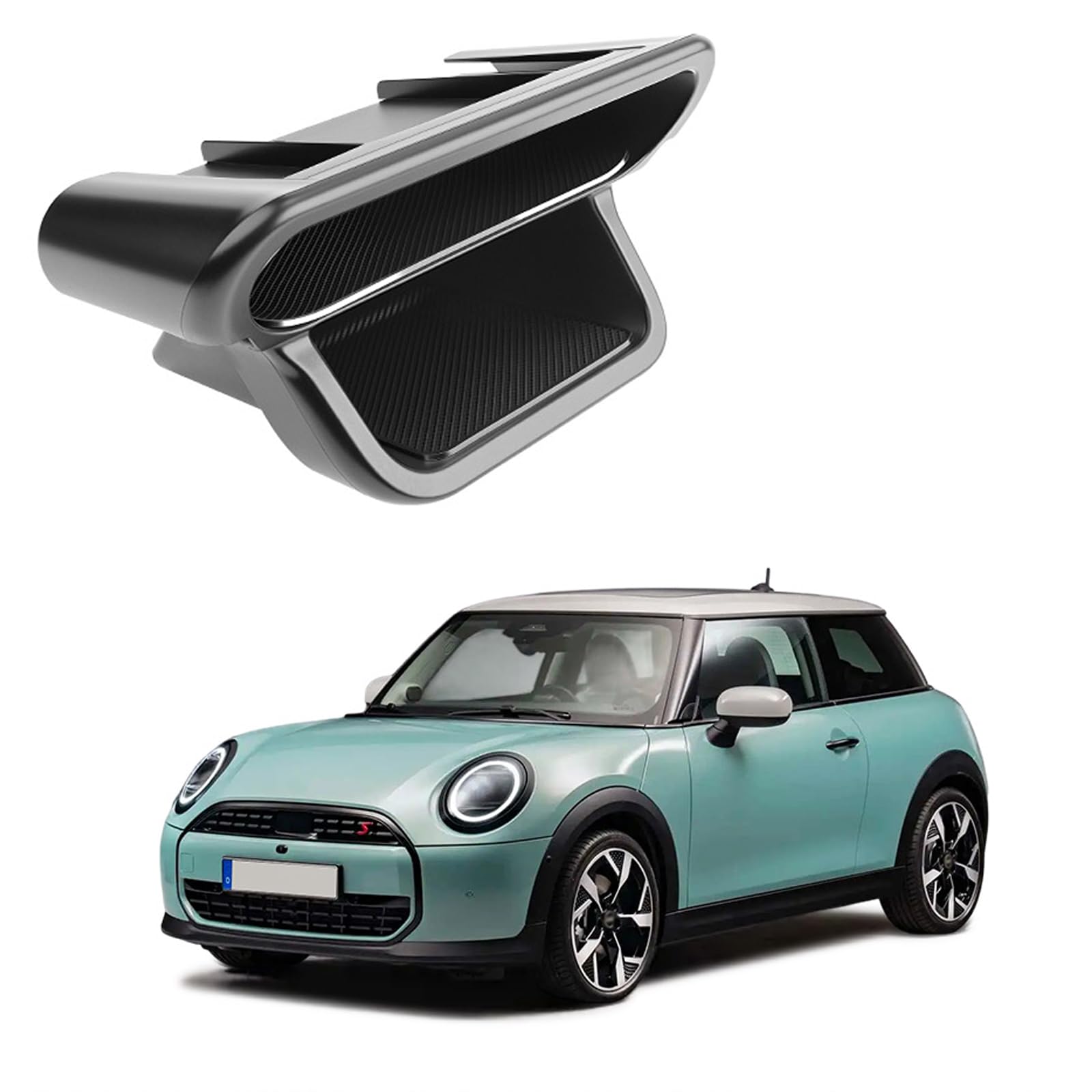 Caja de almacenamiento para consola central compatible con Mini Cooper J01 J05 2024-2026, accesorios Mini Cooper reposabrazos central, guantera, reposabrazos organizador con alfombrilla