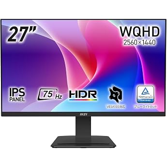 MSI Business Monitor, 27-Inch, WQHD, IPS Panel, 75Hz, 1ms MPRT, HDMI, 2.0b, DP1.2a, VESA100, MSI Power Link Link, Eye-Q Check PRO MP273Q E7