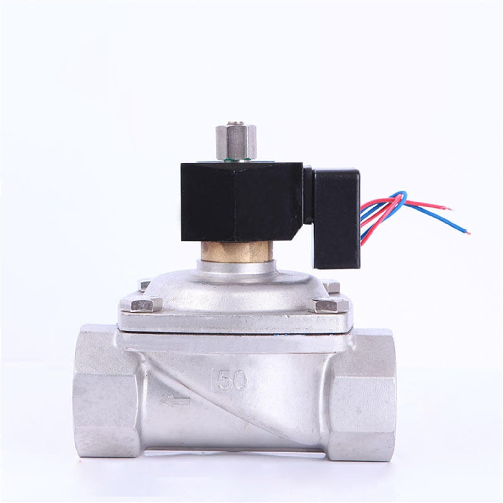 DN50 Normally Open Energy Saving Solenoid Valve Water Stainless Steel 2" Electric Valve IP65 Fully Coil 12V 24V 220V(220VAC-OPEN)