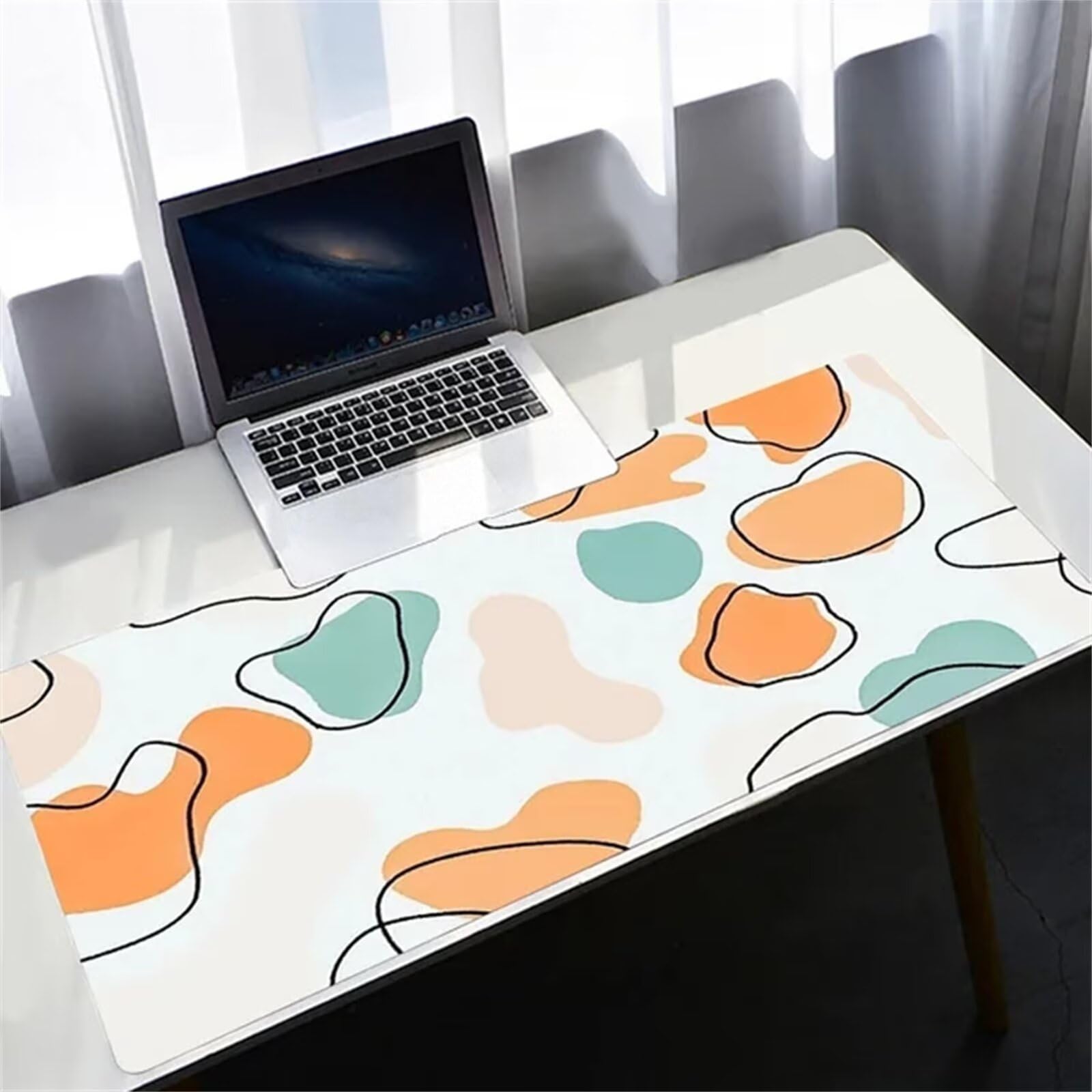 Alfombrilla Raton Gaming XXL 1200x600x2cm Alfombrilla de Ratón Grande Alfombrilla Gaming de Escritorio con Base Antideslizante para Gamers PC y Portátil (Naranja Blanco)