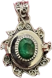 Emerald Pendant, Poison Box Pendant, Vintage Box Pendant, Green Stone Pendant, Raw Emerald Pendant, Handmade Poison Pendant, Openable Poison Pendant, Locket Pendant, Secret Compartment Pendant, Secret Pendant, Bridesmaid Gifts, Vintage Pendant, Wedding Pendant, Created Emerald Jewelry