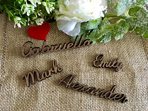 Small Wooden Custom Place Cards, Calligraphy Plate Names, Pe