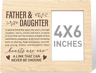 RJYMK Father Daughter Gift Wood Photo Frame, a Sense of Trust That Can't Be Broken, Christmas Birthday Father's Day Picture Frame Gifts for Dad Father Daughter Best Dad Ever Gift