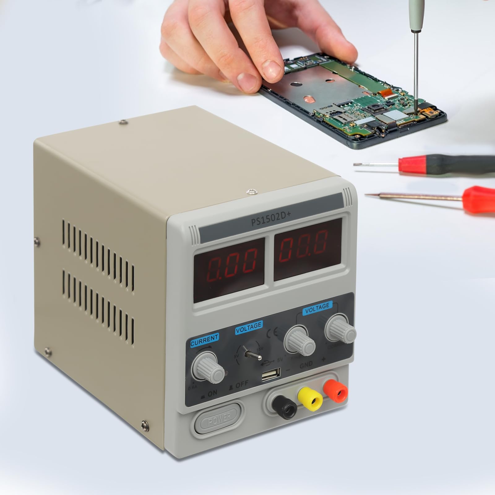 Alimentation de laboratoire, dispositif de réseau de laboratoire (0-15V, 0,6-2A), alimentation universelle avec affichage LED et boutons de réglage, dispositif de réseau de laboratoire réglable